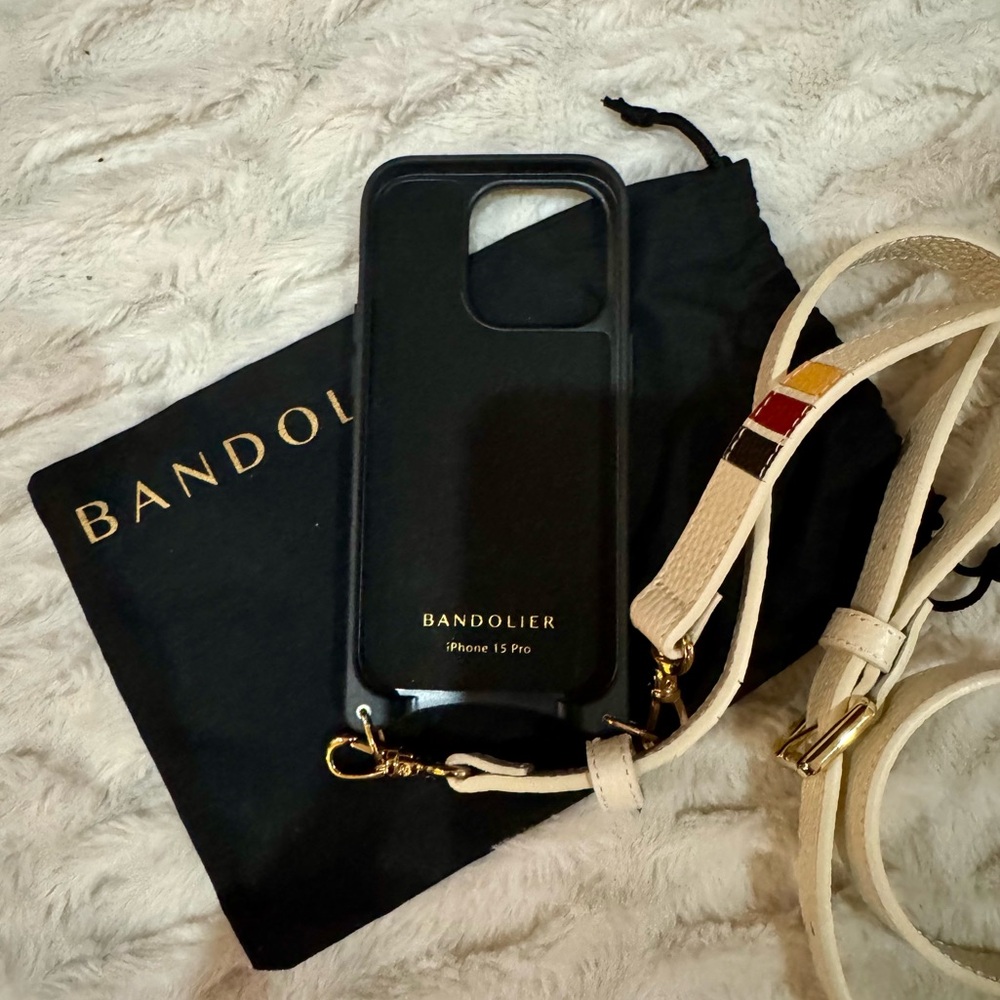Bandolier Cream and Multicolor Stripe Phone iPhone 15 pro - Picture 2 of 3